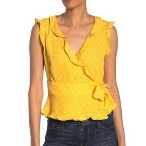 Harlowe & Graham Ruffle Cap Sleeve Wrap top Small